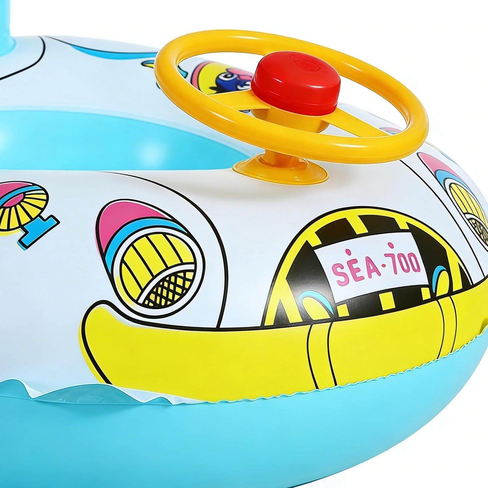 Galleggianti per Bambini,Cerchio Gonfiabile in PVC Impermeabile con Volante - Sedile da Nuoto,per Giardino, Spiaggia, Doccia, Bagno, Attività Acquatiche e Feste per Bambini e Bambine
