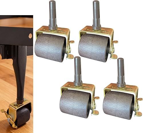 Ruedas de marco de cama resistentes con vástago de metal, rodillos con insertos de manguito de enchufe, juego de 4 bloqueos