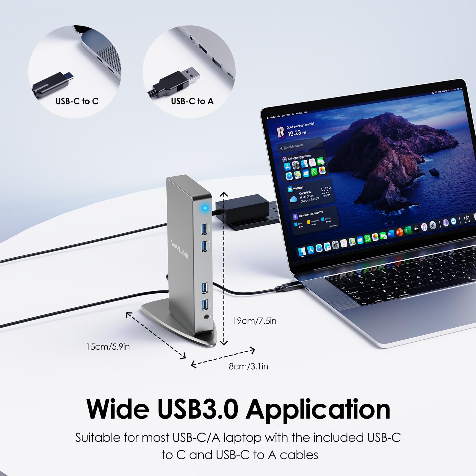 DisplayLink Docking Station Dual Monitor, WAVLINK 14-IN-1 USB-C/A Laptop Docking Station mit 2X 4K HDMI, 2X 4K DP, 1000Mbps Ethernet, 6X USB 3.0, Audio und Mikrofon für das Neue MacBook Neo/Windows