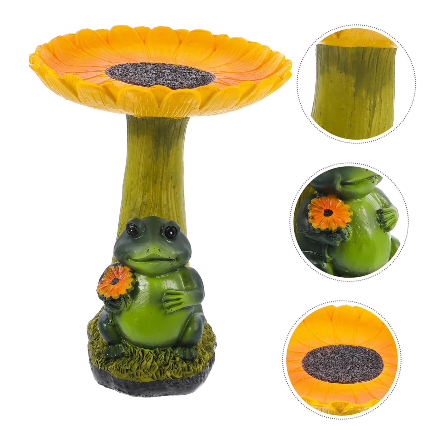 HANABASS Baño Complemento Rana para Resina Pájaros de Girasol de Diseño y Adorable Portátil para Decoración de Jardín y Exteriores para Aves Patio