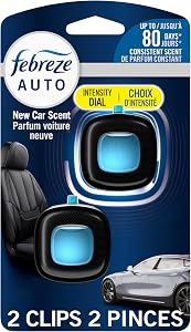 Désodorisant d'air Febreze auto, clip de ventilation automobile anti-odeur, accessoires de voiture parfumés, longue durée pour odeurs fortes, parfum New Car, 2 unités
