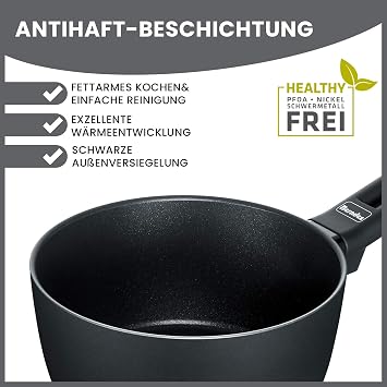 Berndes 11301 Alu Kochtopfset 4-teilig 7-Piece Pot Set Including Glass Lid, Coating & Suitable for Use on All Hobs, Induction, Cast Aluminium Saucepans with Non-Stick Coating, Black