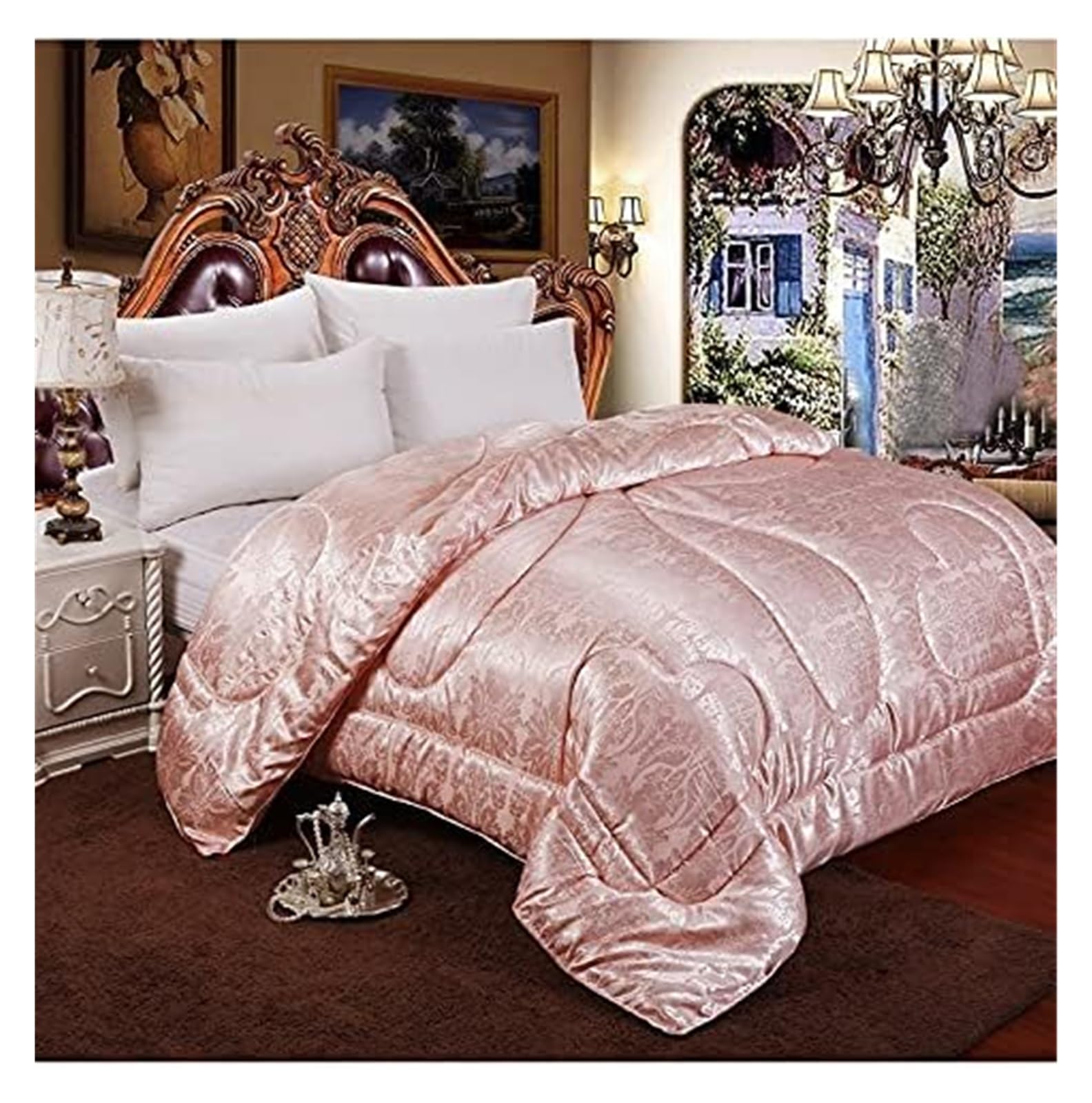 FLYIFE Bettdecken Sommer Winter Seide Steppdecke Chinesische Seide Schmusetuch Lila Bunte Bettdecke Füllung Natur/Maulbeerseide Decke Tröster Steppdecken (Farbe: Rosa, Größe: 220 x 240 cm 2 kg) Küche, Haushalt & Wohnen