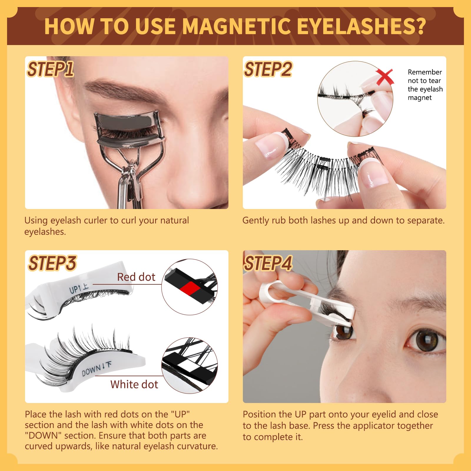 QUEWEL Magnetic Eyelashes Natural Look, Reusable Magnetic Lashes with Applicator, Soft Half Lashes without Eyeliner, Easy to Wear and Remove(Hei-style H) — view 2