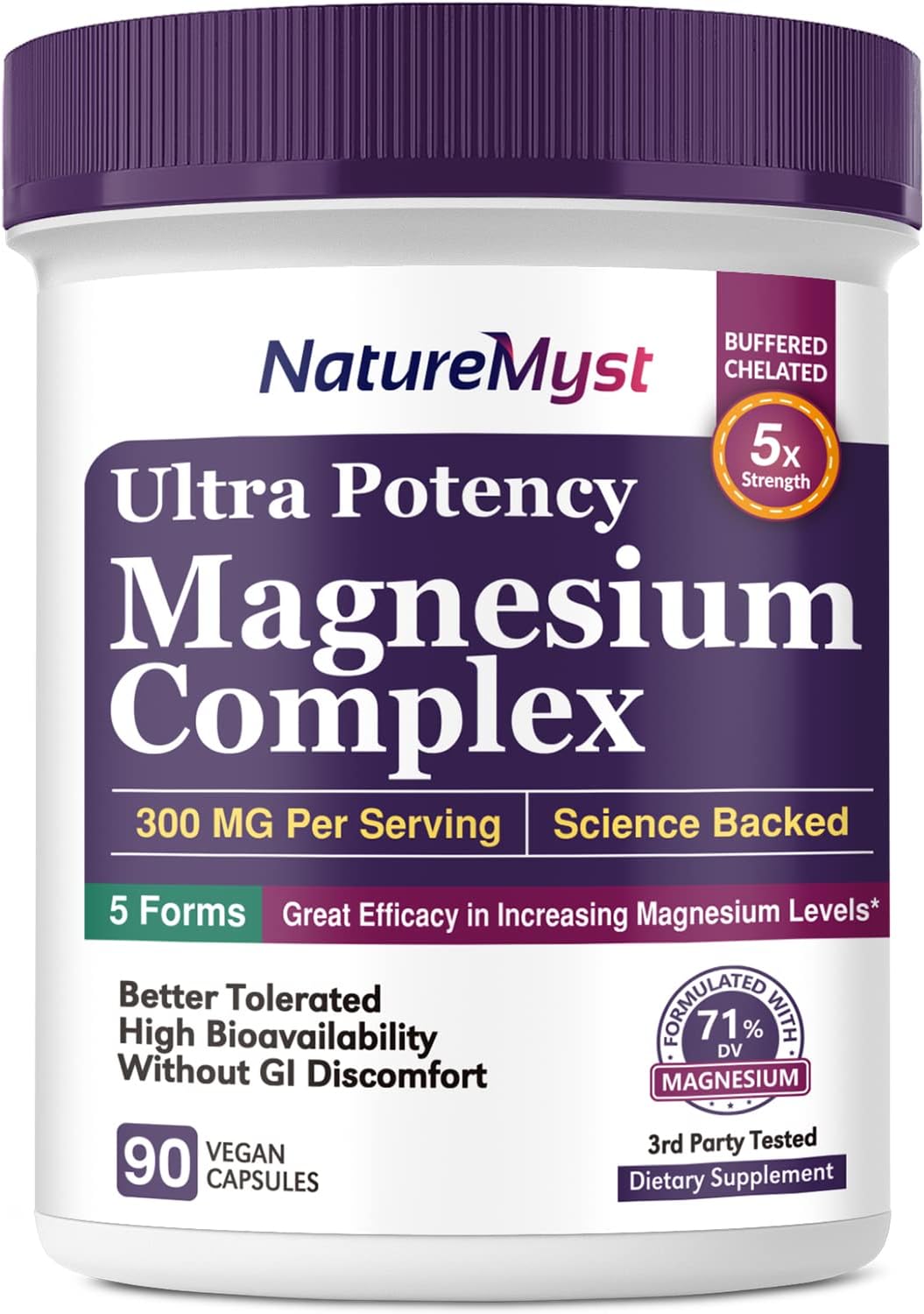 NatureMyst Magnesium Complex, 300 mg Elemental Magnesium, Glycinate, Citrate, Malate