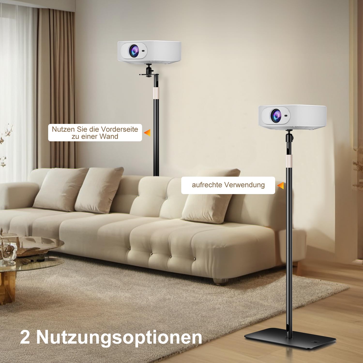 ZDSSY Beamer Ständer, Beamer Halterung Höhenverstellbar 85-130 cm, Beamerständer Stativ mit 360° Schwenkbarer,Versteckter Projektor Bodenständer kompatibel mit Video Beamern,Vlog DVR Kamera,Schwarz