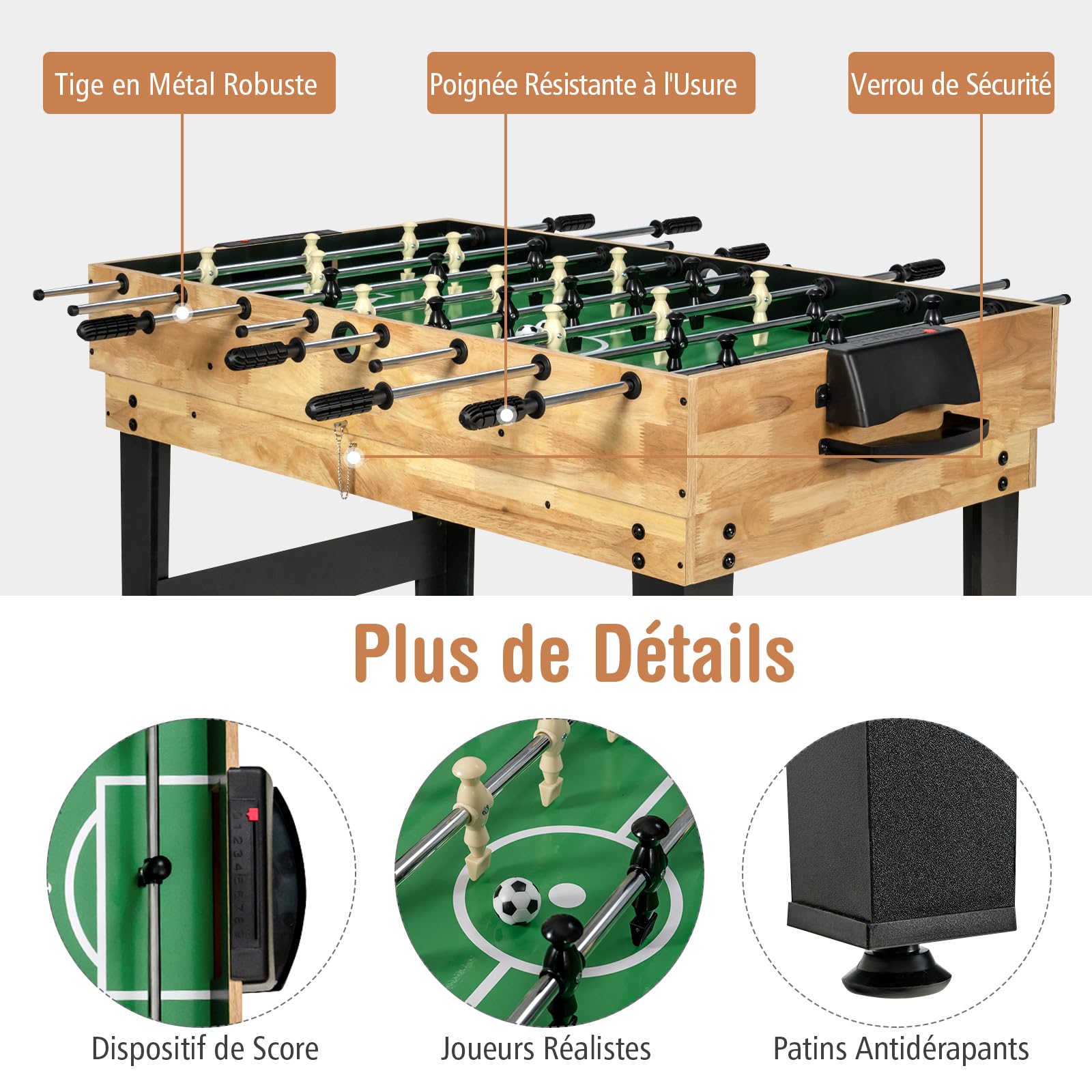 GOPLUS 10 en 1 Table Multijeux, Table Baby Foot Enfant avec Air Hockey, Tennis de Table, Billard, Shuffleboard, Bowling et 4 Jeux de Société, pour Bureau, Bar, Club, pour Enfants 8 Ans