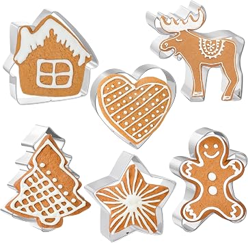 JOB JOL Christmas Cookie Cutters 6 PCS, 4, Gingerbread Man