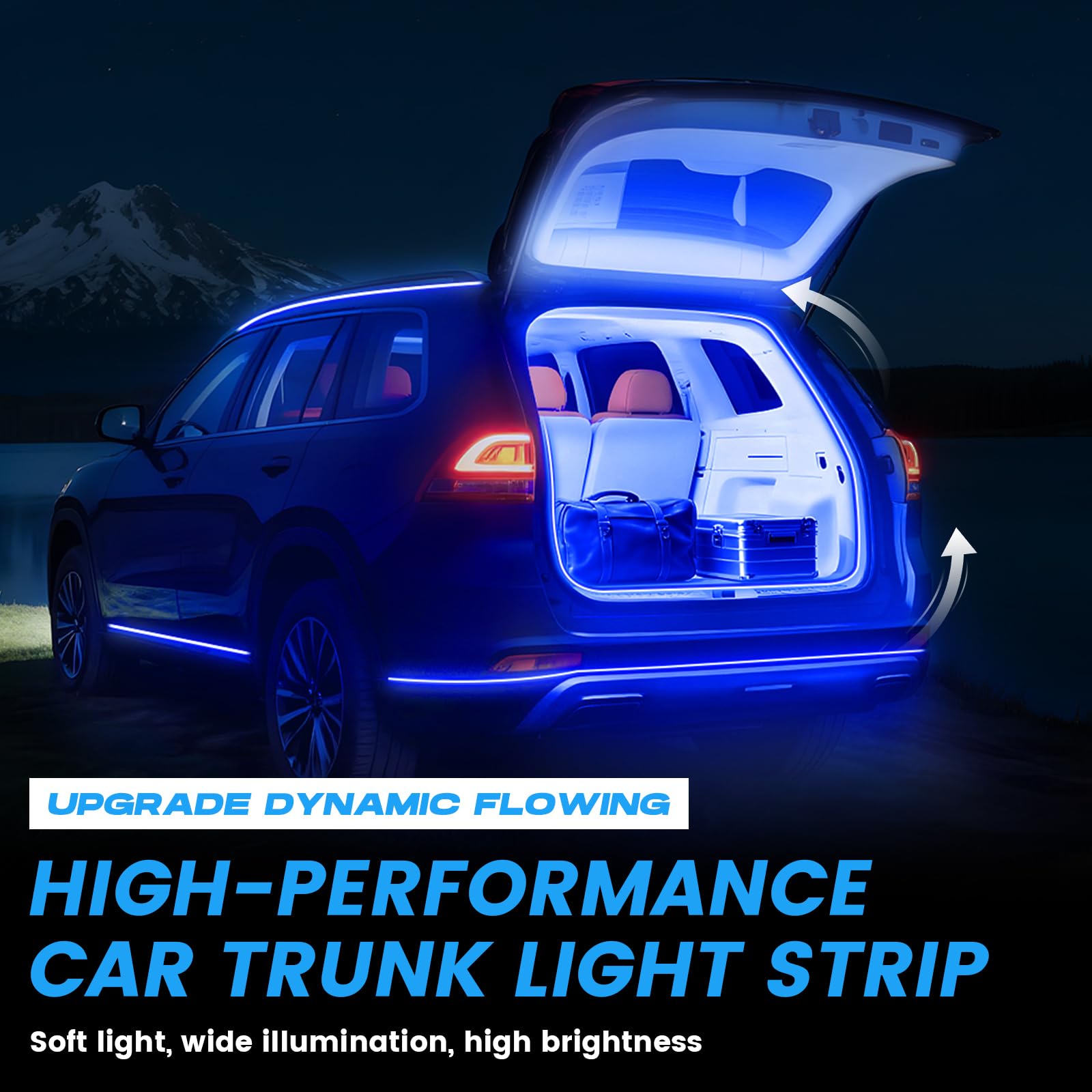 Tira de Luz para Maletero de Coche con Flujo Dinámico, Tira de Luces LED de Corte Flexible para Maletero Tira de Luces Interiores LED para Coche SUV Camion (Azul, 4 m / 158 in)
