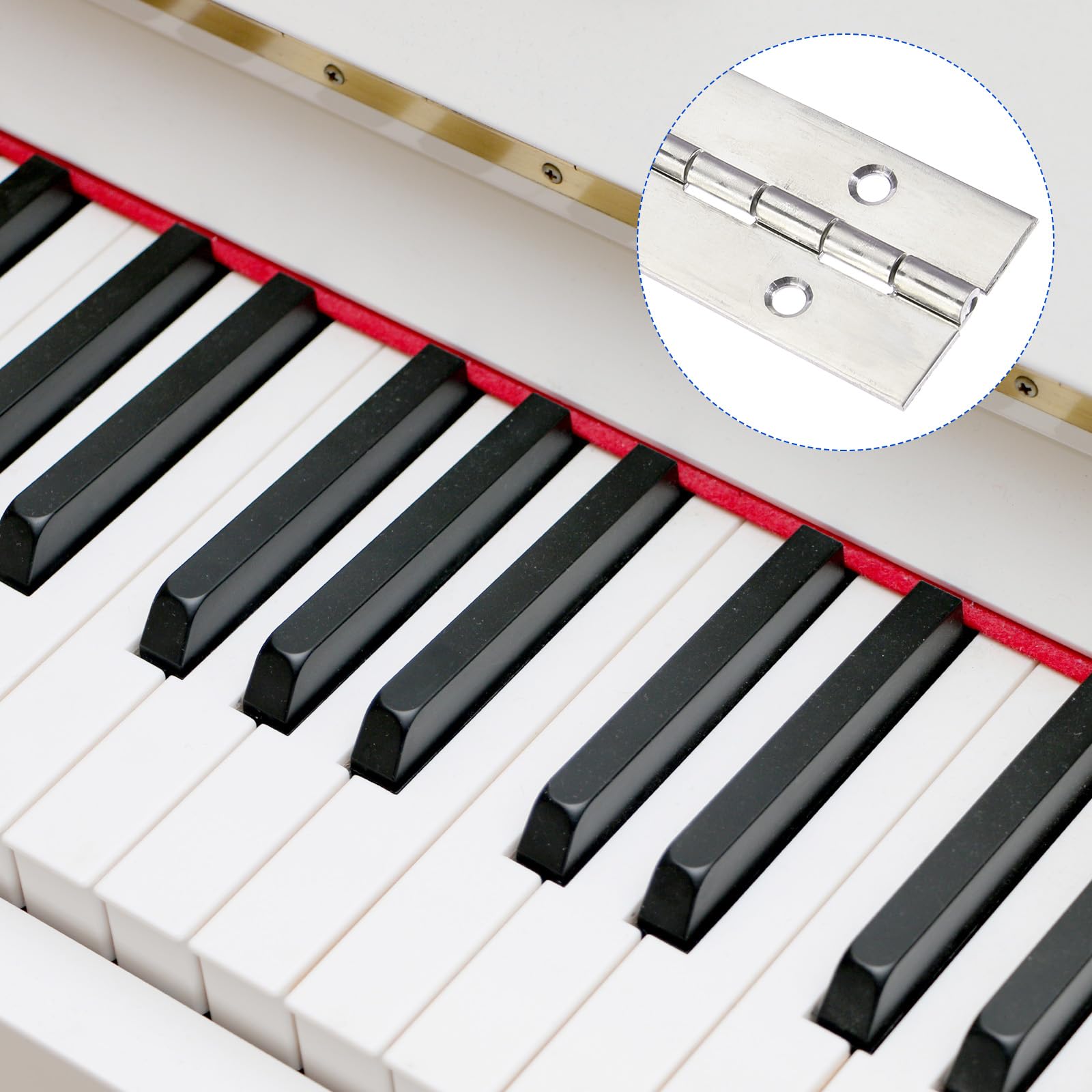 Bisagra de piano de acero inoxidable de 30 x 1.2 pulgadas con agujeros para caja de gabinete de barco, color plateado