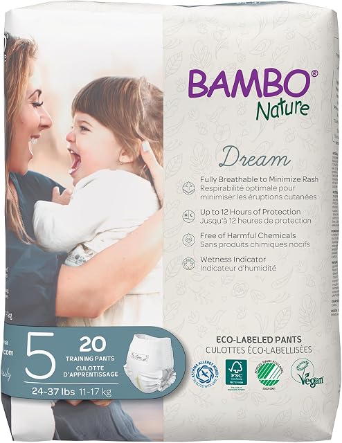 Bambo Nature Hypoallergenic Training Pants, Eco-Labeled Training Pants, Totally Chlorine-Free - Size 5 (20 Count)