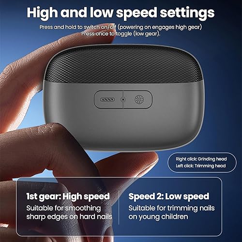 Miniatura 6 de Cortauñas eléctrico 3 en 1 y recortador de uñas eléctrico con luz LED, cortaúñas recargable de 2 velocidades, cortaúñas eléctrico seguro para