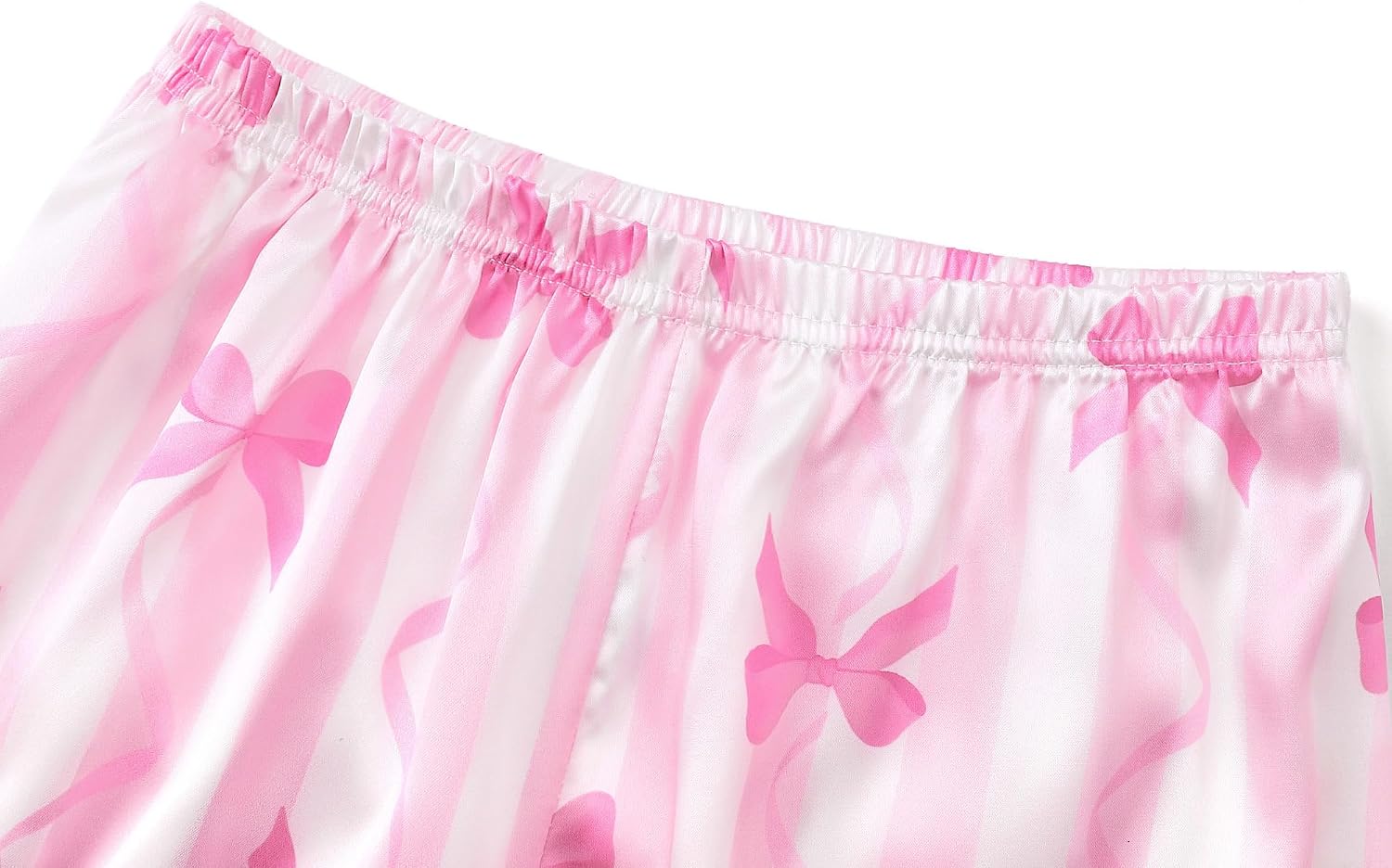 Tebbis Girls 2 Piece Satin Pajama Set-Short Sleeve Silky Soft Sleepwear, Cute Printed Loungewear Top & Pants Size 6/7-16