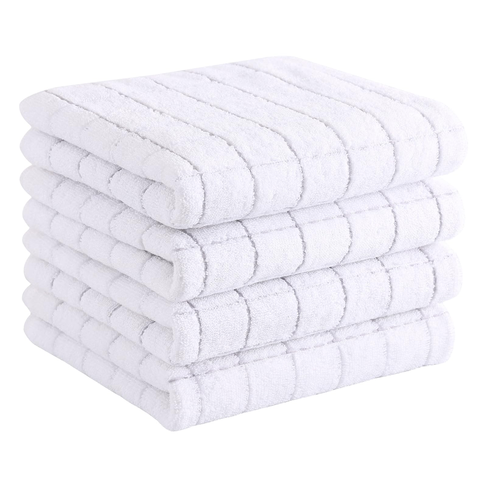 Homaxy 100% Cotton Terry Kitchen Towels, 4 Pack, White | Ultra Soft and Absorbent Dish Towels for Kitchen, Suitable for Drying and Washing Dishes