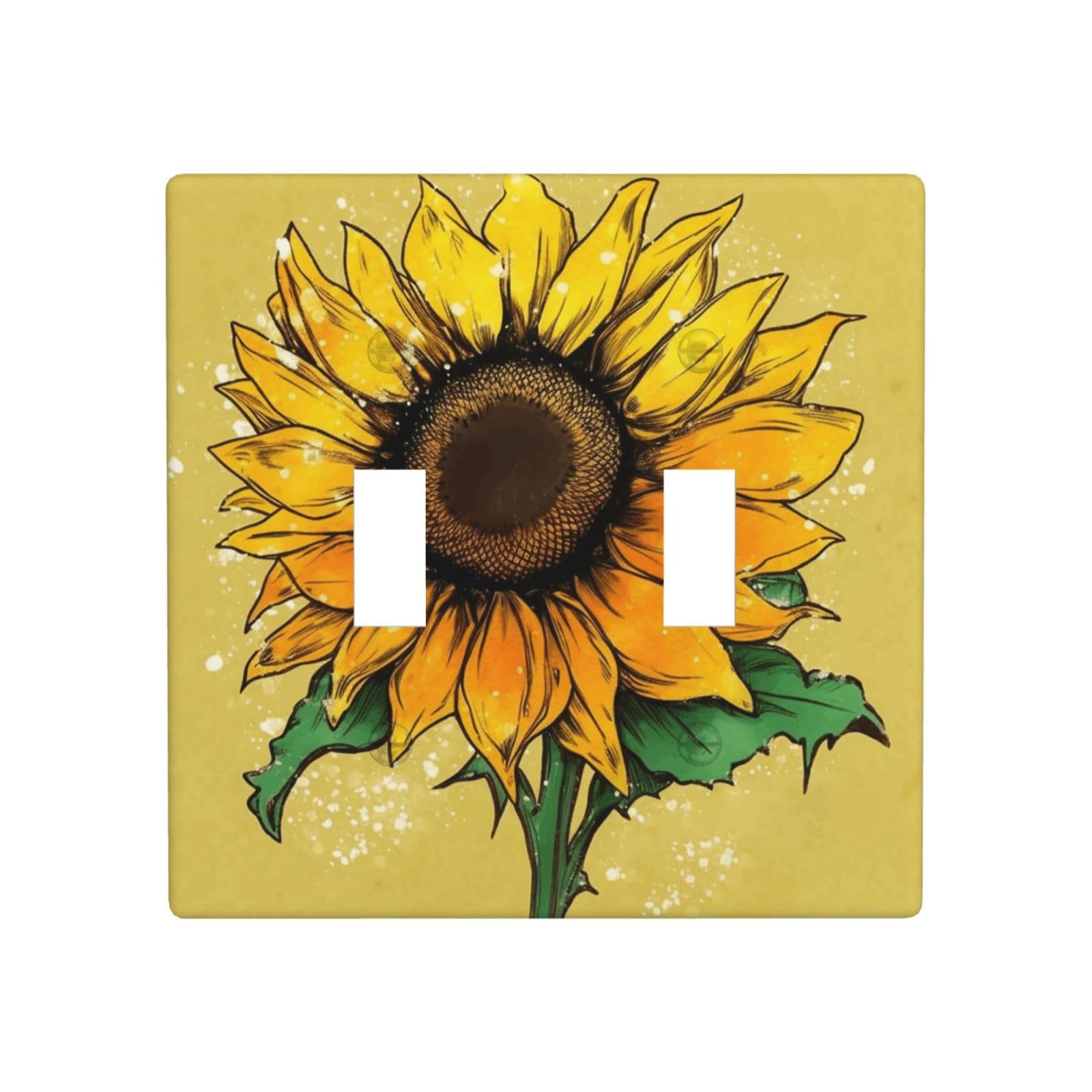 Aceprints Shine Like A Sunflower 2 Gang Double Toggle Wall Plates, Unbreakable Decorative Duplex Light Switch Plate Covers Electrical Switchplate Cover Faceplate For Bathroom Kitchen Decor