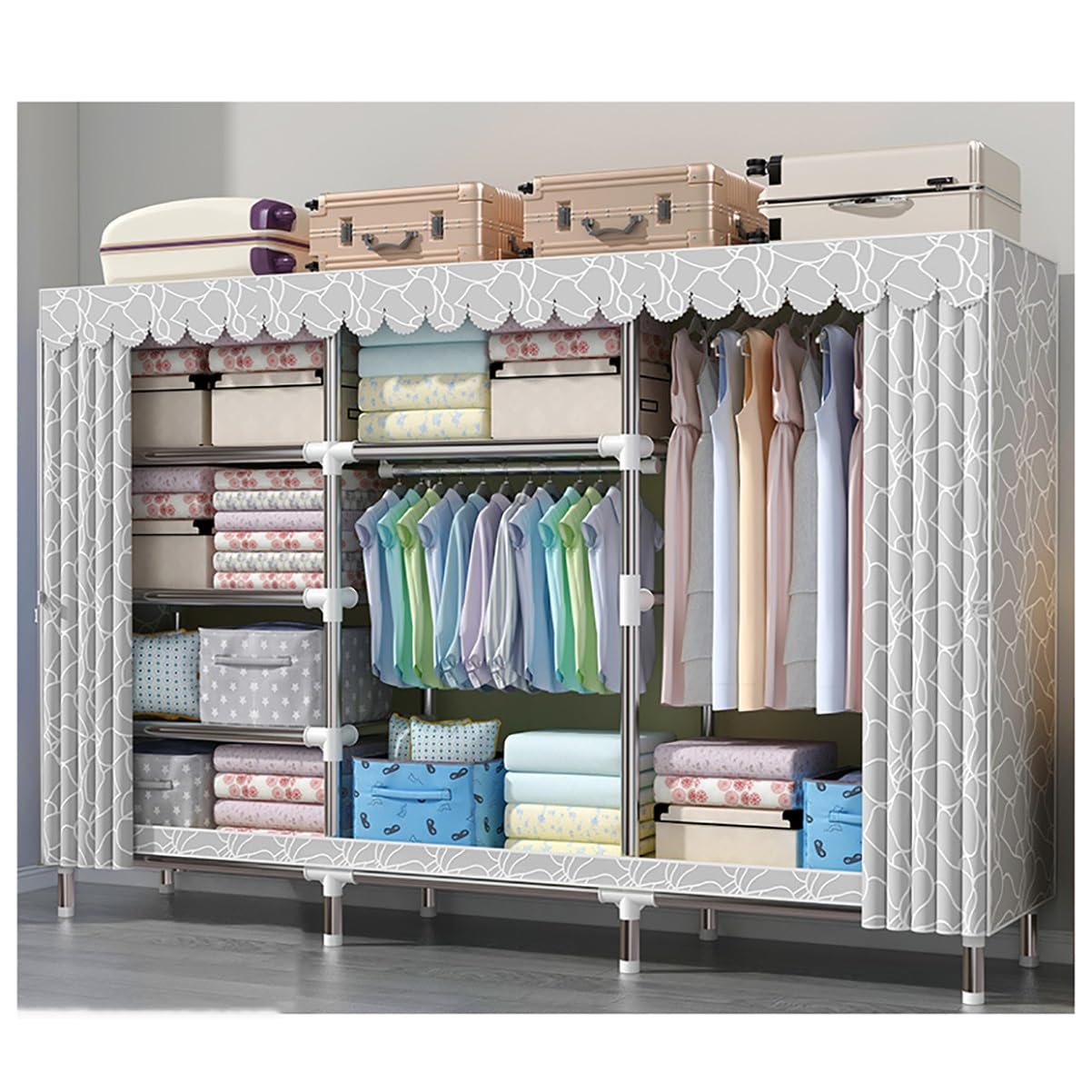 Armoire de placard portable pour chambre, organisateur de rangement vêtements avec 5 compartiments