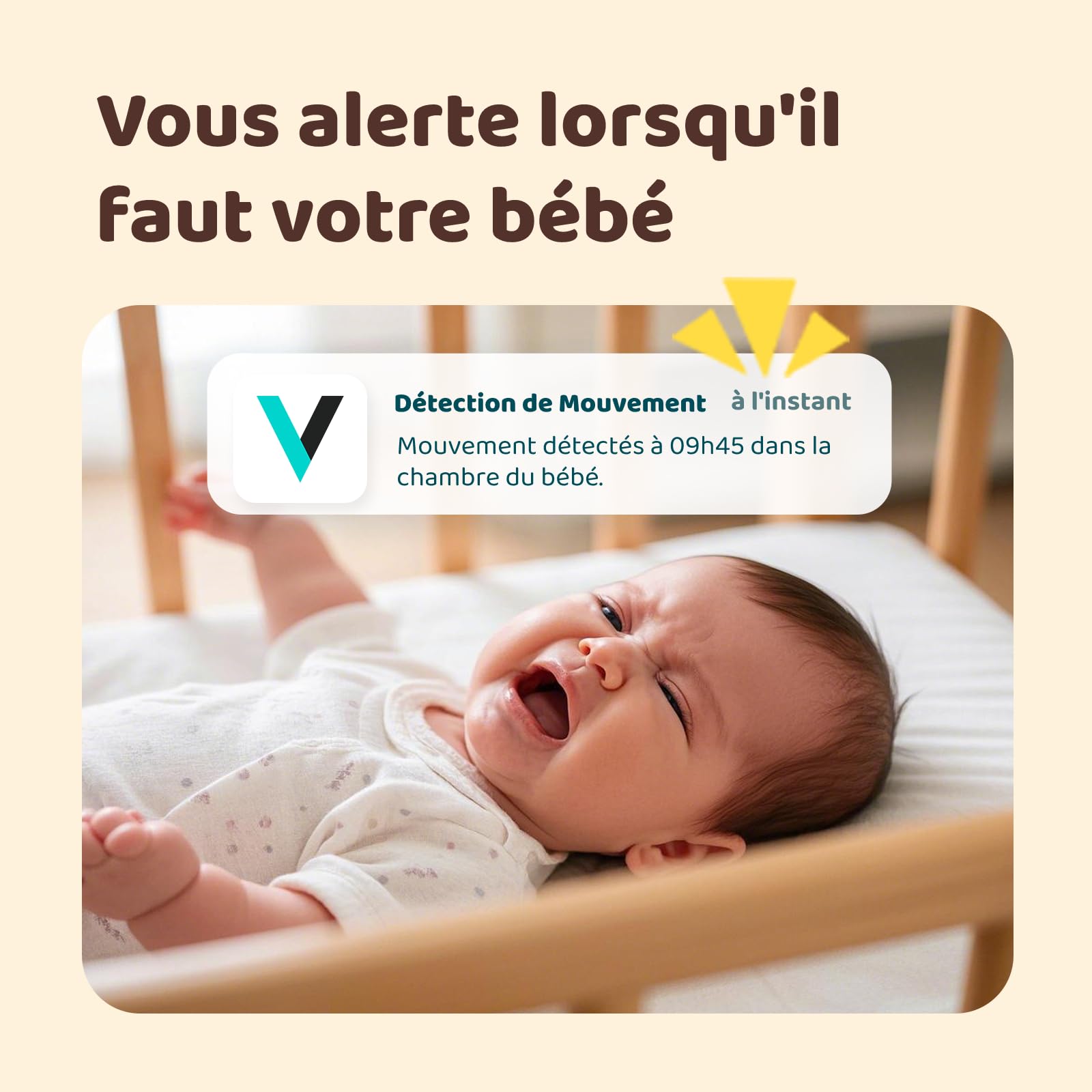 NETVUE 1080P Camera Bebe avec Support 4 en 1, Bleu Caméra Bebe avec App Gratuite, Vision Nocturne, Audio Bidirectionnel, Analyse du Sommeil, Berceuses, Détection de Mouvement