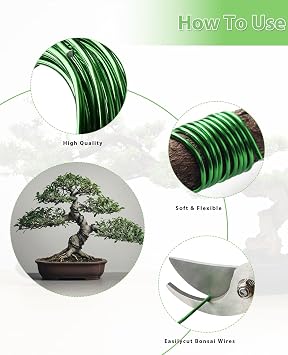 MOSFiATA8PCS Bonsai Tools Set, Bonsai Training Wire Kits, 1 Scissors and 7 Bonsai Wire, 1.0mm / 1.5mm / 2.0mm /3.0mm, Anti-Corrosion and Anti-Rust Bonsai Tree Kit