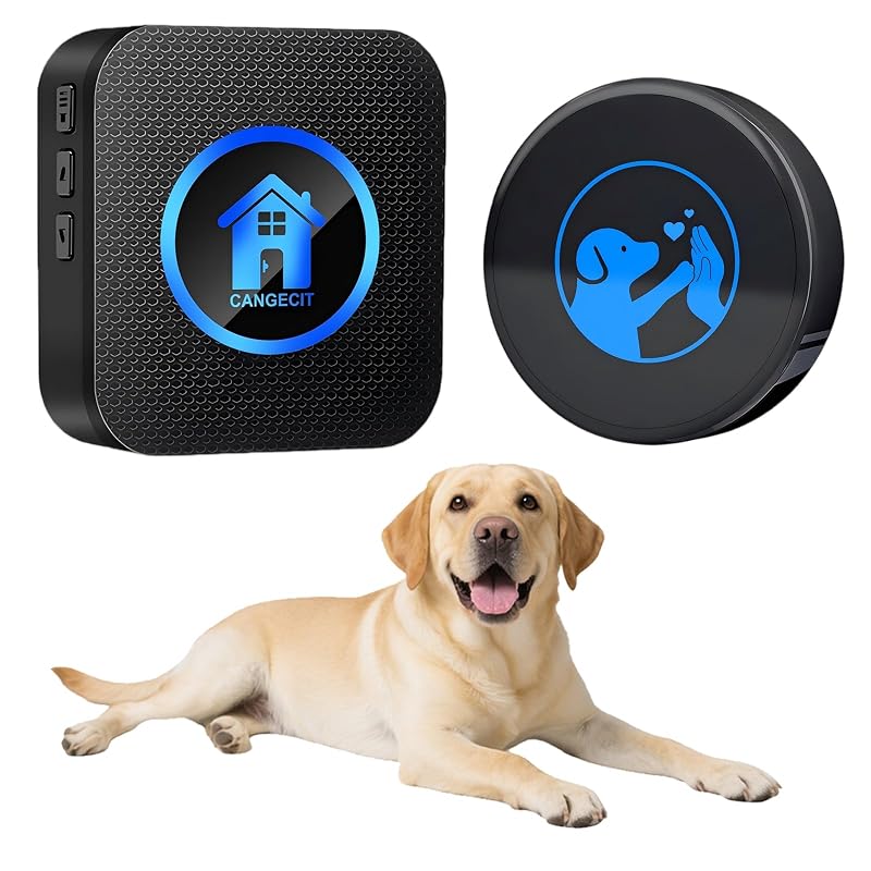 Campainha sem fio para cães com toque leve, alcance de 304,8 m e proteção IP65 Cangecit – 1 botão Preto