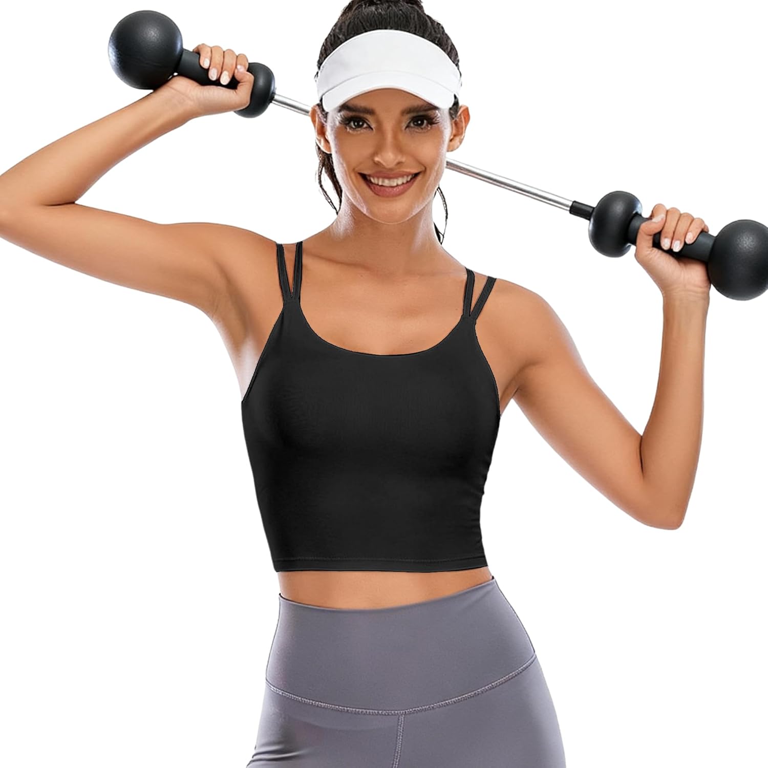 Vorcy Womens Padded Sports Bra Fitness Workout Running Camisole Crop Top with Built in Bra - Image 8