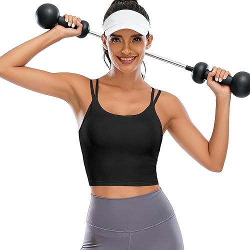 Vista 8 de Vorcy Brasier deportivo con relleno para mujer, camiseta corta con brasier integrado