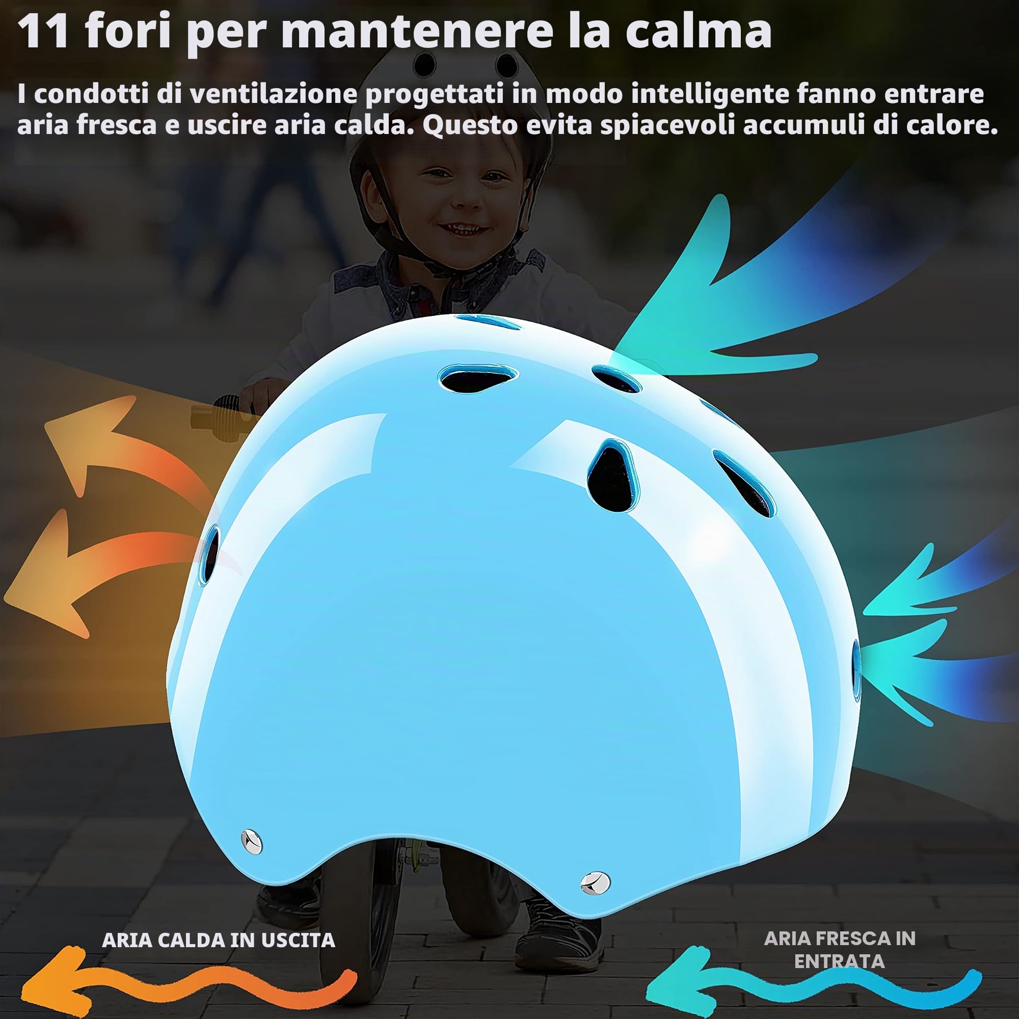 Casco regolabile per bambini Casco per ragazzi e ragazze per ciclismo Skateboard Scooter Roller Skate BMX Bmx