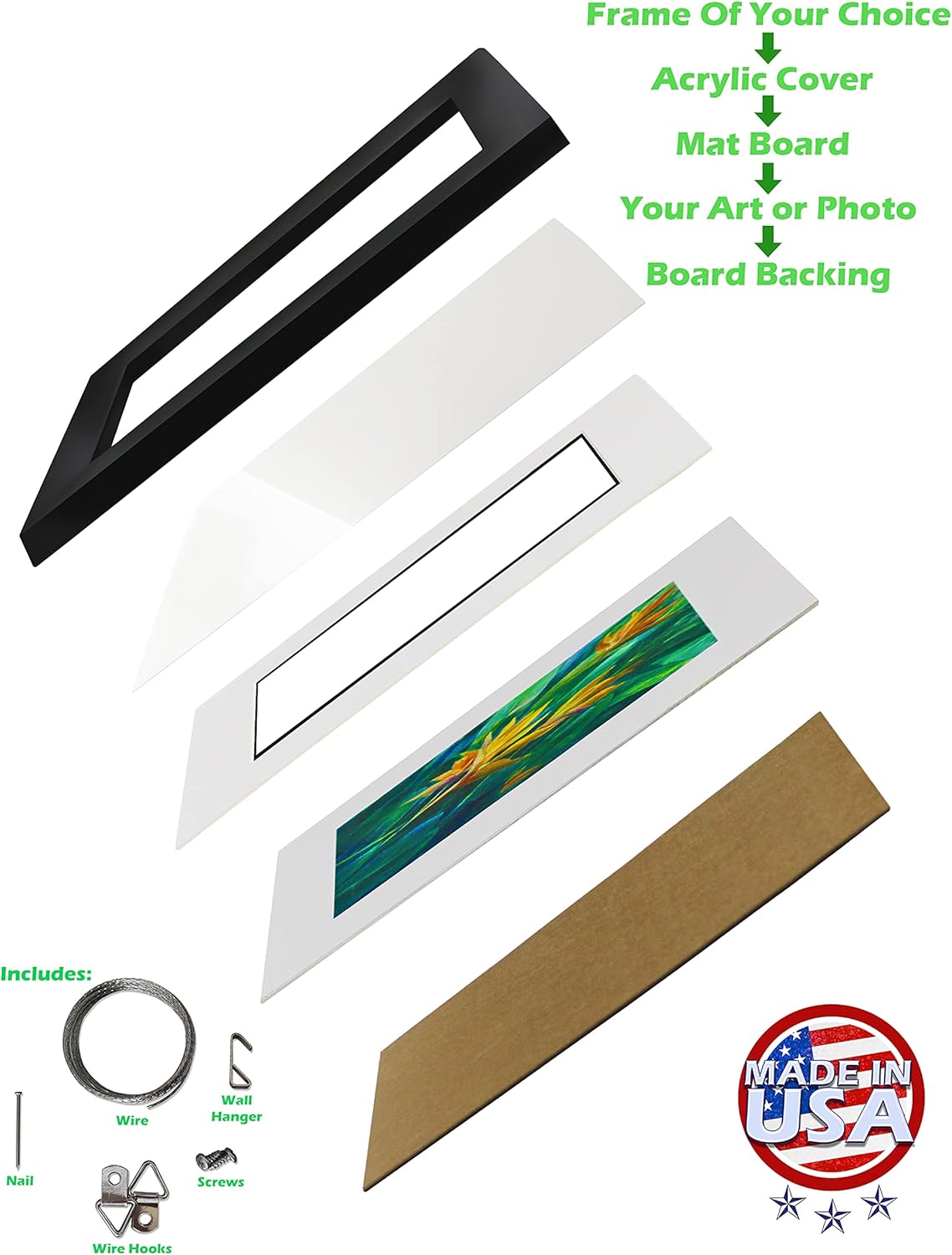 ArtDirect Custom Black Ornate Wood Picture Frame with Double Matting Fits 6x11 Image with Double Matting or 9x14 Image Without Double Matting - 13x18 Overall Framed Size with Two Inch Wide Frame