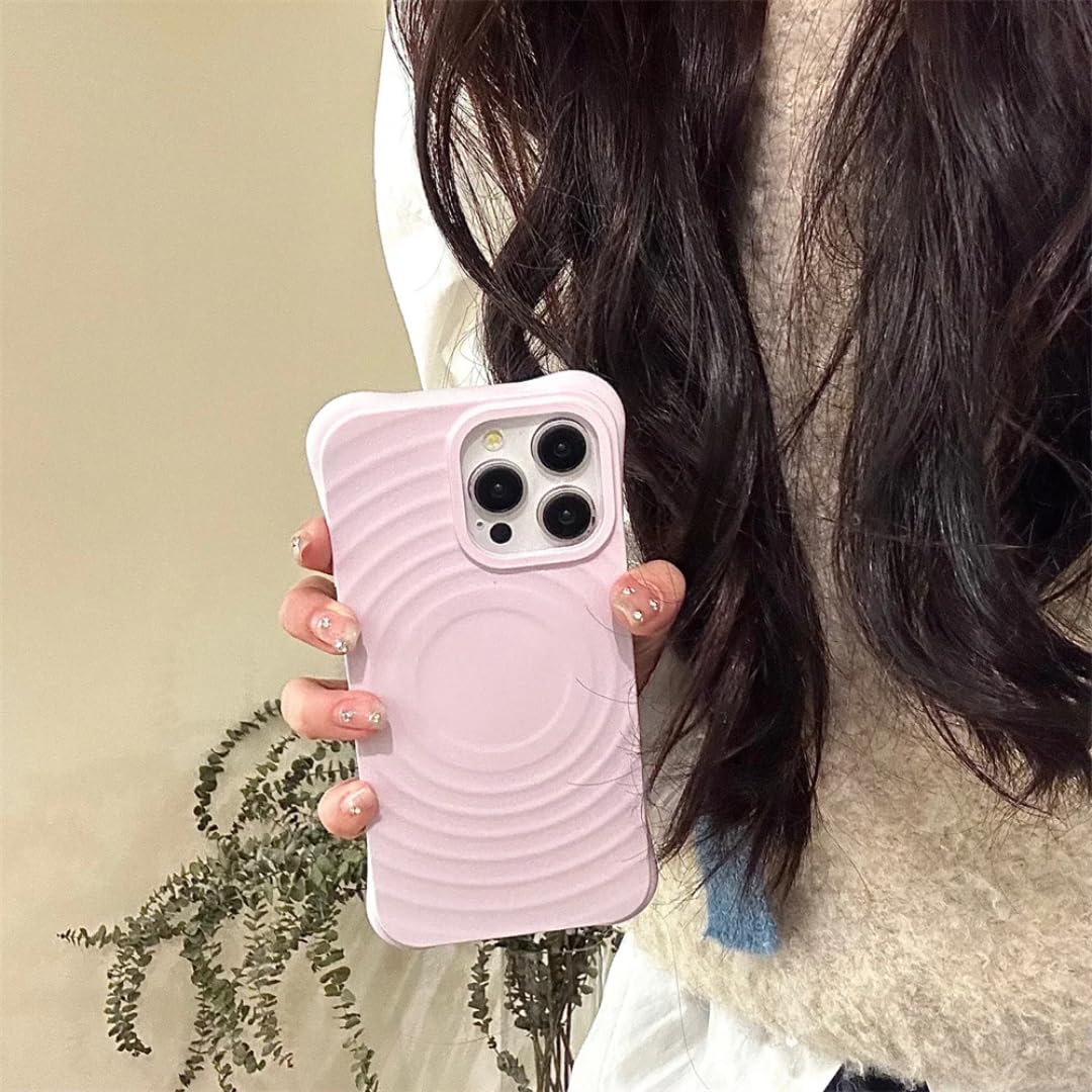 Coque iPhone 15 Pro Max violette design ondulé et induction Magsafe compatible