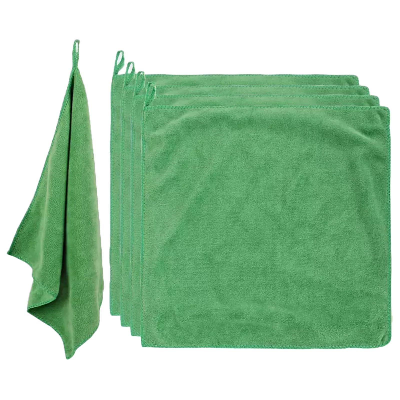 SAFWEL5 Pcs Super Absorbent Cleaning Cloth Innovative Fabric Cleaning Rag Durable Reusable Rag with Hanging Loop for Kitchen (Color : Green, Size : Small)