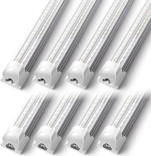 Miniatura 9 de Kihung Lámpara LED de tienda de 8 pies, forma de V T8, 6000 K blanco súper brillante, 9750 LM, 75 W, tira de luces enlazables para garaje, taller,