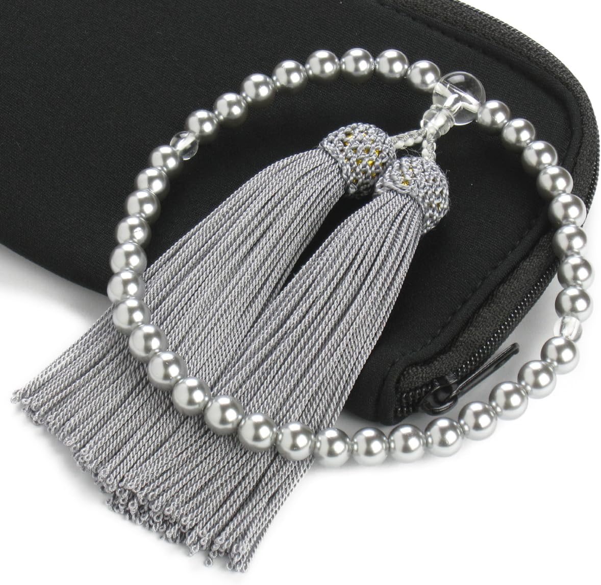 Prayer Beads, Made in Japan, For Women, Black Shellfish Pearl, Domestic, Handmade, Prayer Beads, Head, Can be used in all sects, [A long-established mala bead manufacturer]