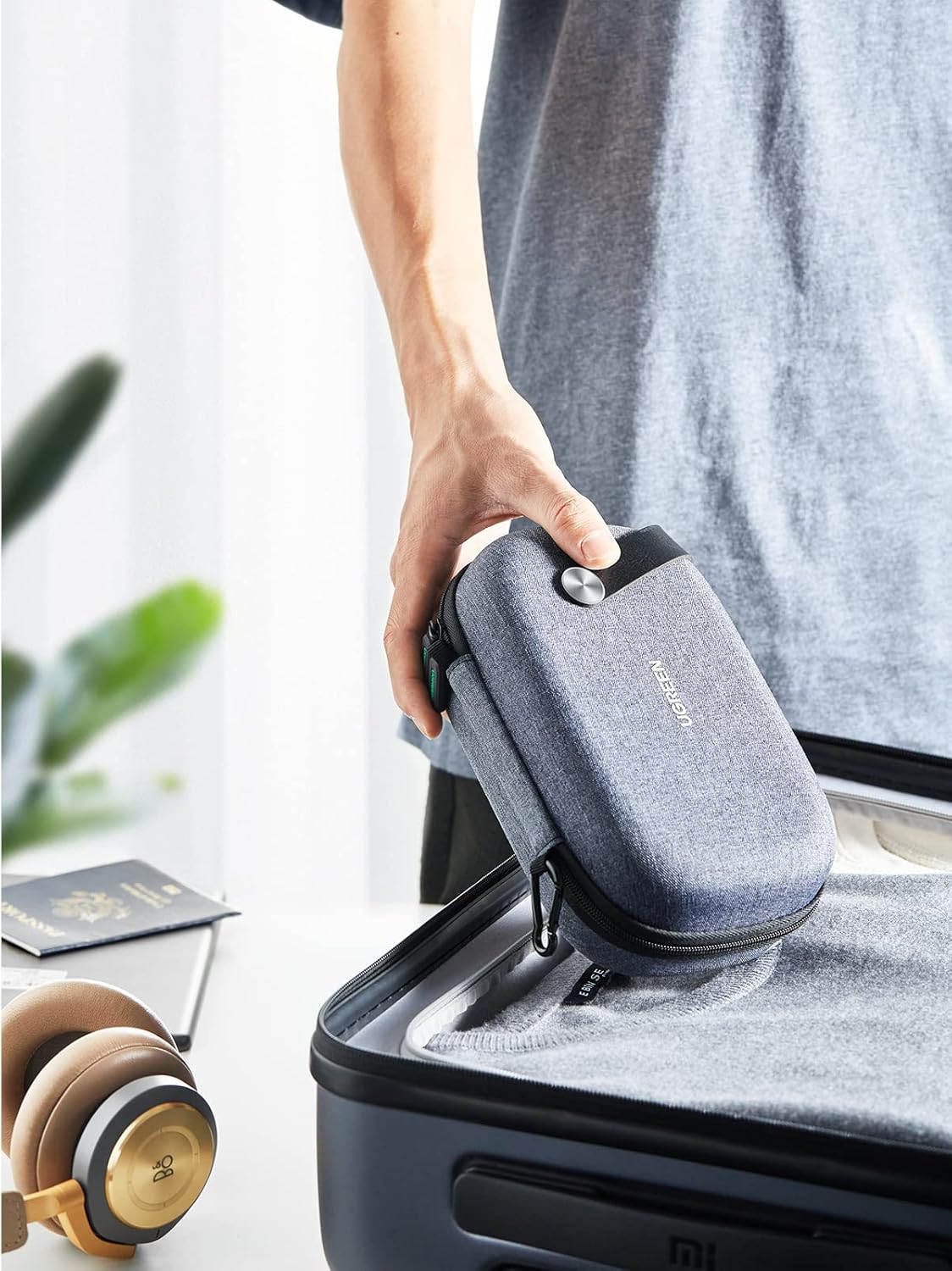 UGREEN Electronics Travel Organizer Hard Case, Double Layer Cord Organizer Bag External Hard Drive Carrying Case Compatible with WD Segate Toshiba Travel Case For Charger Hub SD Card Travel Essentials : Electronics
