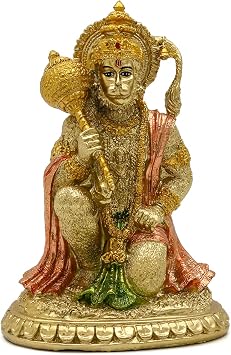 alikiki Hindu Ramayana Hanuman Statue- 6.1 "H Indian God Statue Hinduism Devotee Lord Rama Shrine Altar Decor India Home Office Temple Mandir Pooja Items