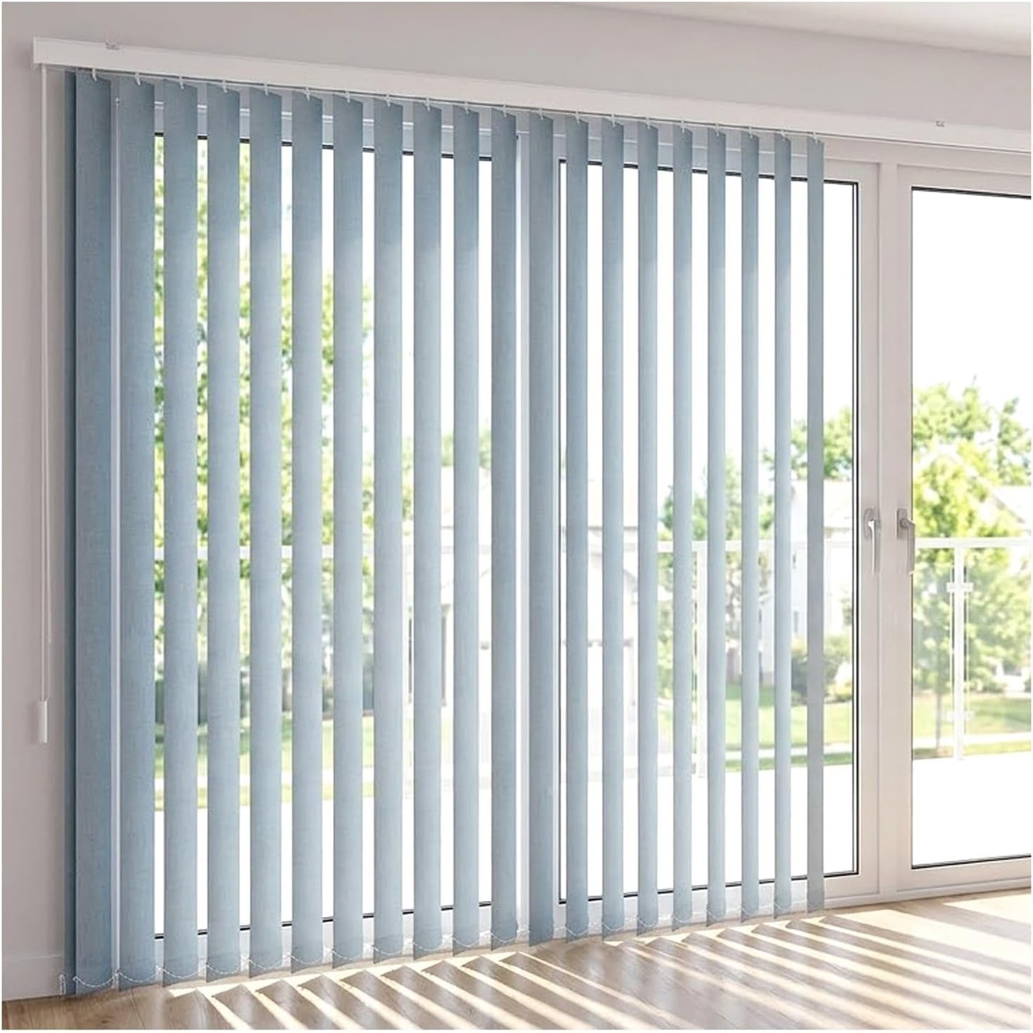 Vertical Windows Blinds Light Blue for Sliding Glass Doors, Light Filtering Fabric Vertical Blinds 40"x78" 72"x53" 86"x94" Blackout Privacy Panel Window Shades 3.8" Slats Cordless(72" W*84" H)