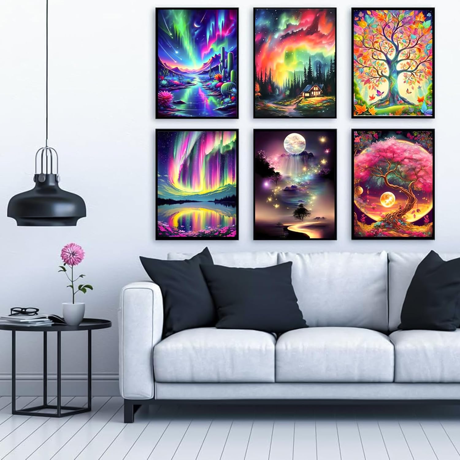 12 Pack Diamond Painting Kits for Adults,Moon Landscape Diamond Arts Kits for Adults,5D Diamond Painting Kits Diamond Dots for Adults,Tree of Life Full Drill Craft Kits 12x16 inch,Landscape Painting