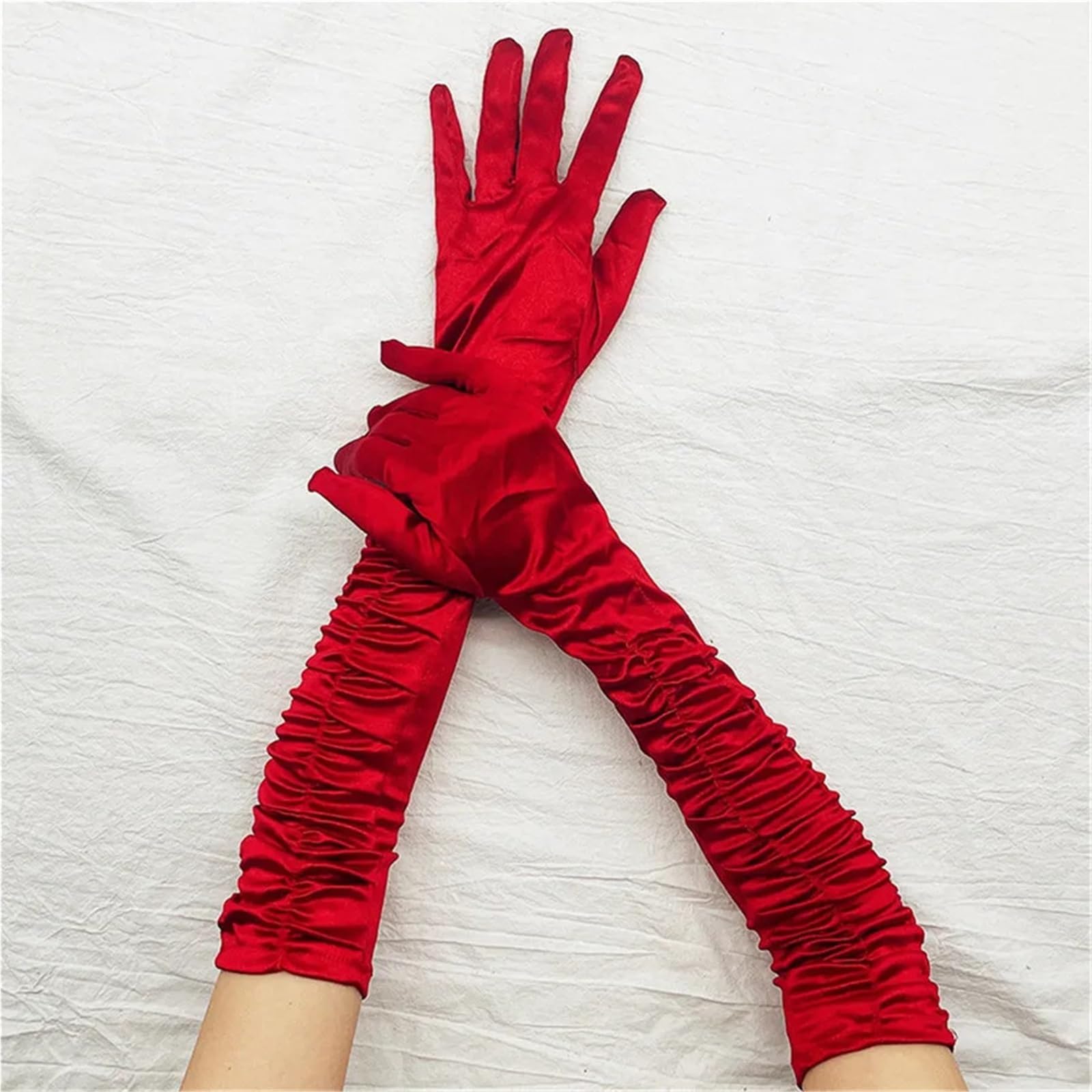 Guanti da cerimonia donna lunghi e solidi in raso, morbidi multicolori, performance di danza, elasticità, stile retrò Per Le Donne