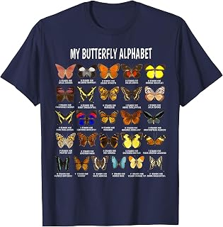Types Of Butterflies Alphabet ABC Butterfly Identification T-Shirt
