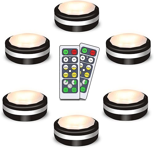 Starxing Luces de disco con control remoto, luces inalámbricas para debajo del gabinete que funcionan con pilas, luces LED de disco con control