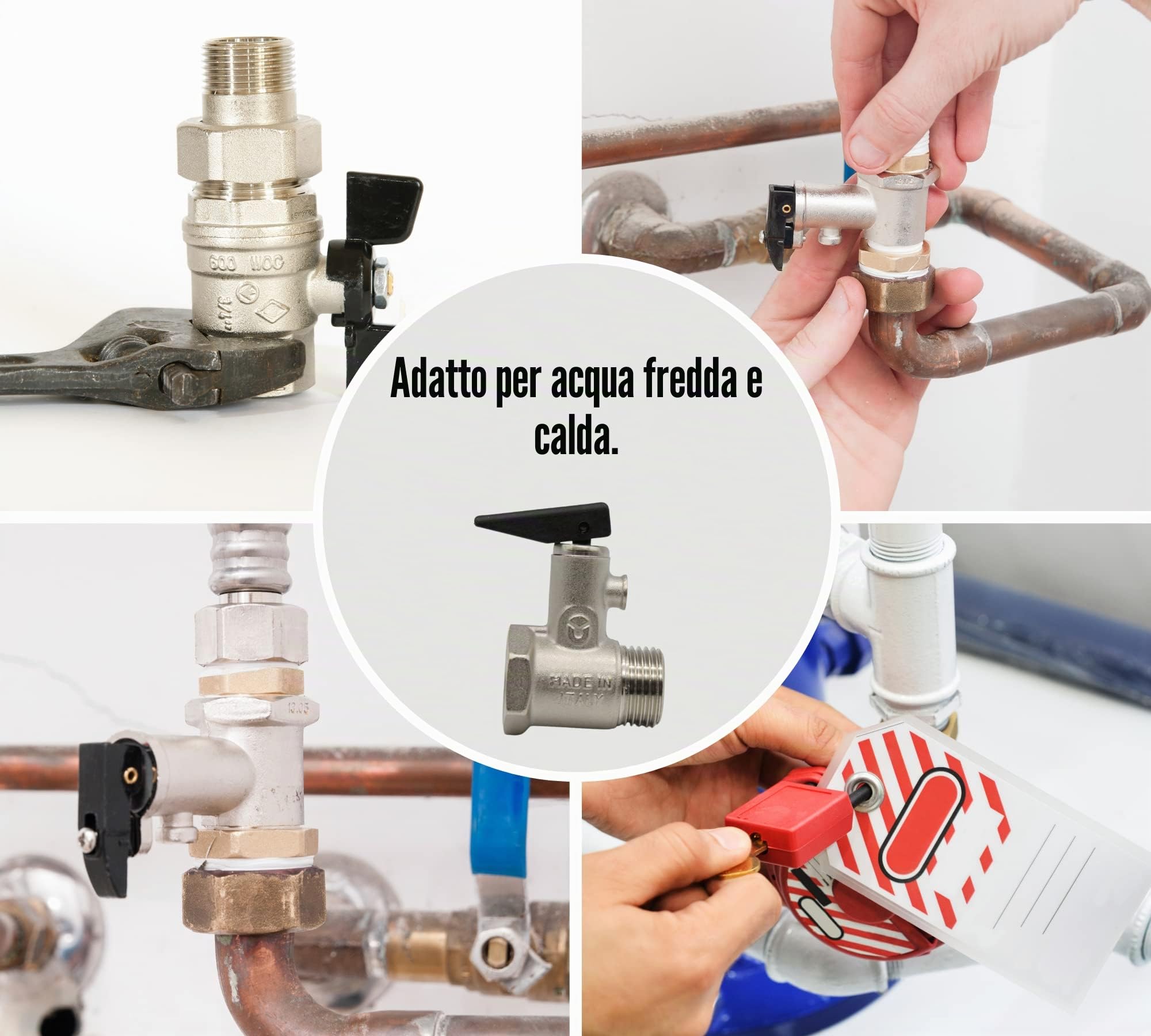 DOJA Barcelona | Valvola Sicurezza Scaldabagno | 1/2" Maschio-Femmina con Leva | 8,5 ± 0,5 Bar| Valvola di Sicurezza Caldaia, Valvola di Sicurezza pressione, Valvola Sicurezza Scaldabagno Elettrico