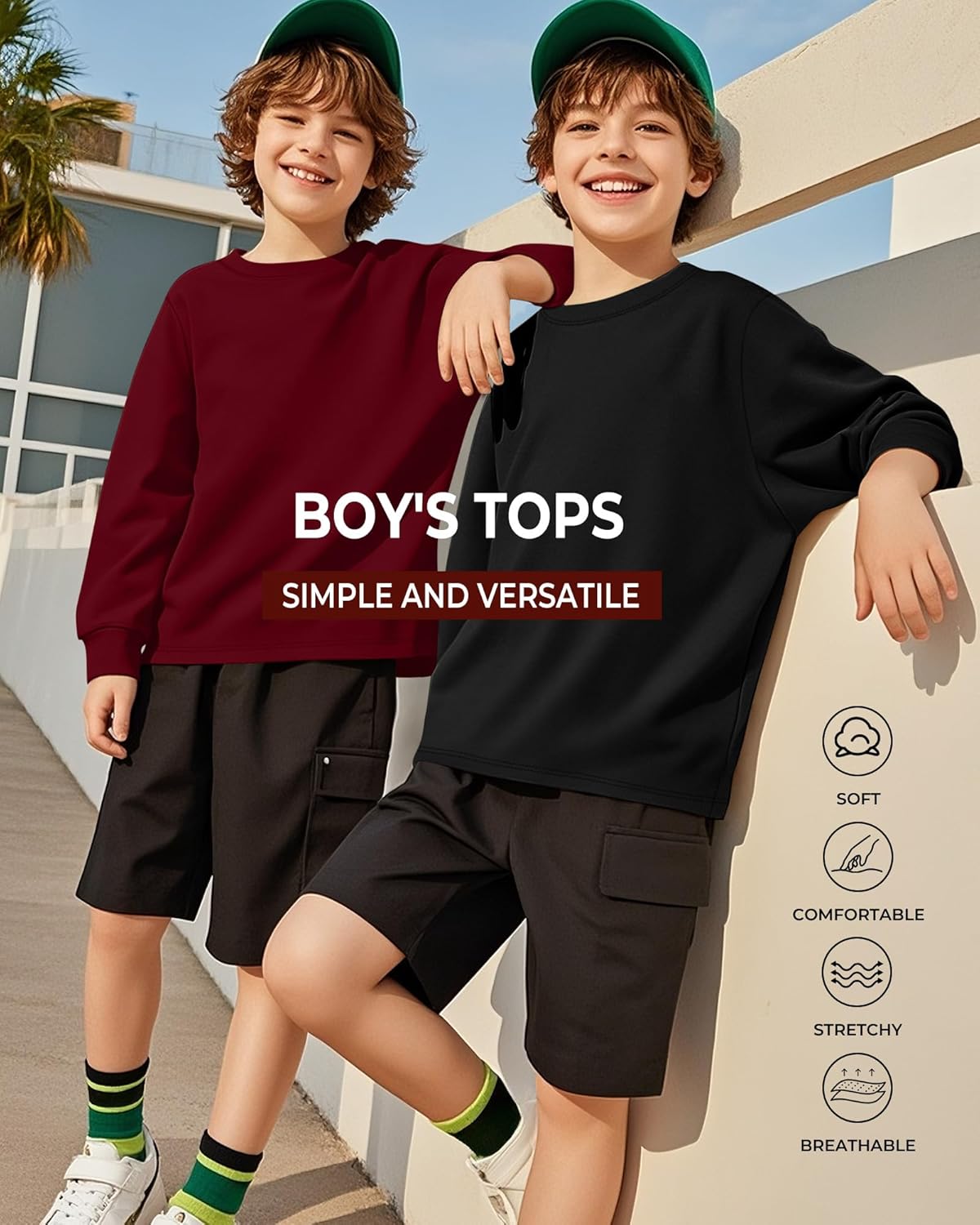 3 Pack Long Sleeve Shirts for Boy Crewneck Youth Undershirts Loose Kids Tops Winter Fall Basic Tee Pullover - Image 5