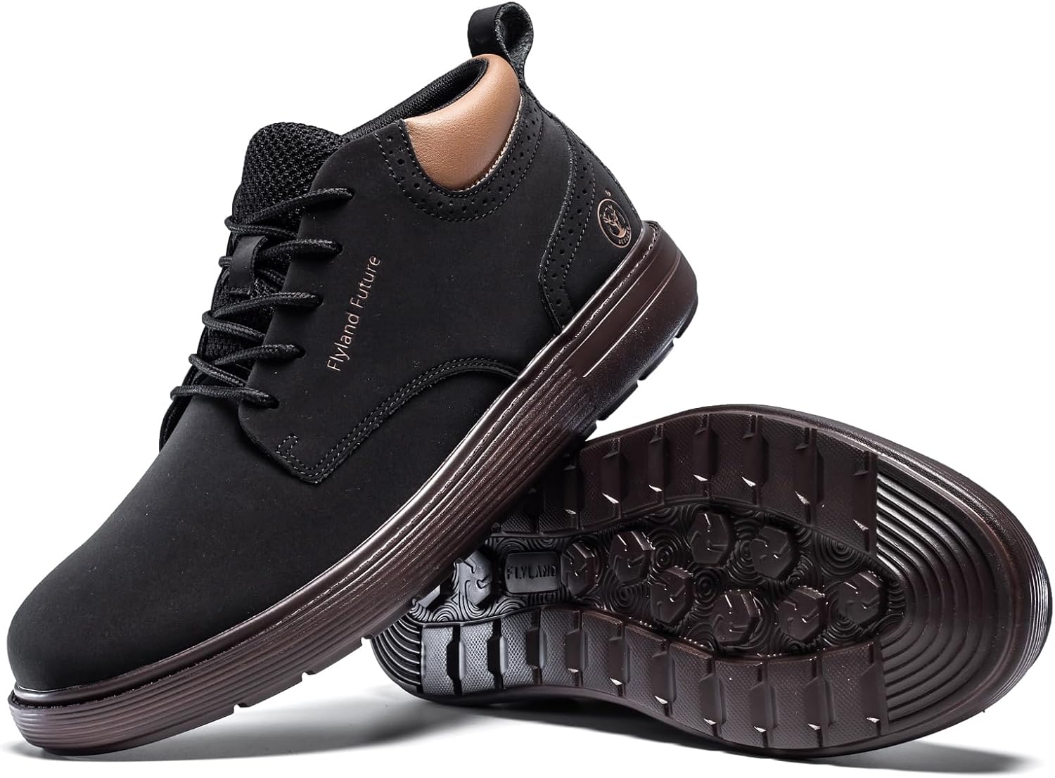 FLYLAND Men's Fashion Sneakers Chukaa Boots Leather Shoes Lace Up Lightweight Dress Boots Walking Driving Shoes - Image 5