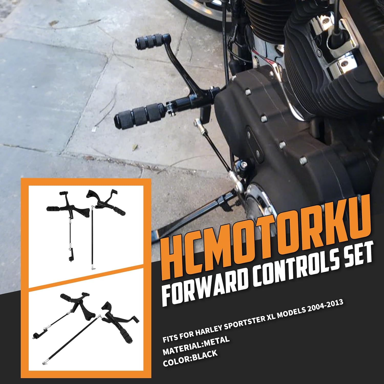 Forward Controls Pegs Levers Linkages Mounting Hardware Kit Fit for Harley Sportster XL 883 Iron 1200 Roadster 2014-2022 Chrome