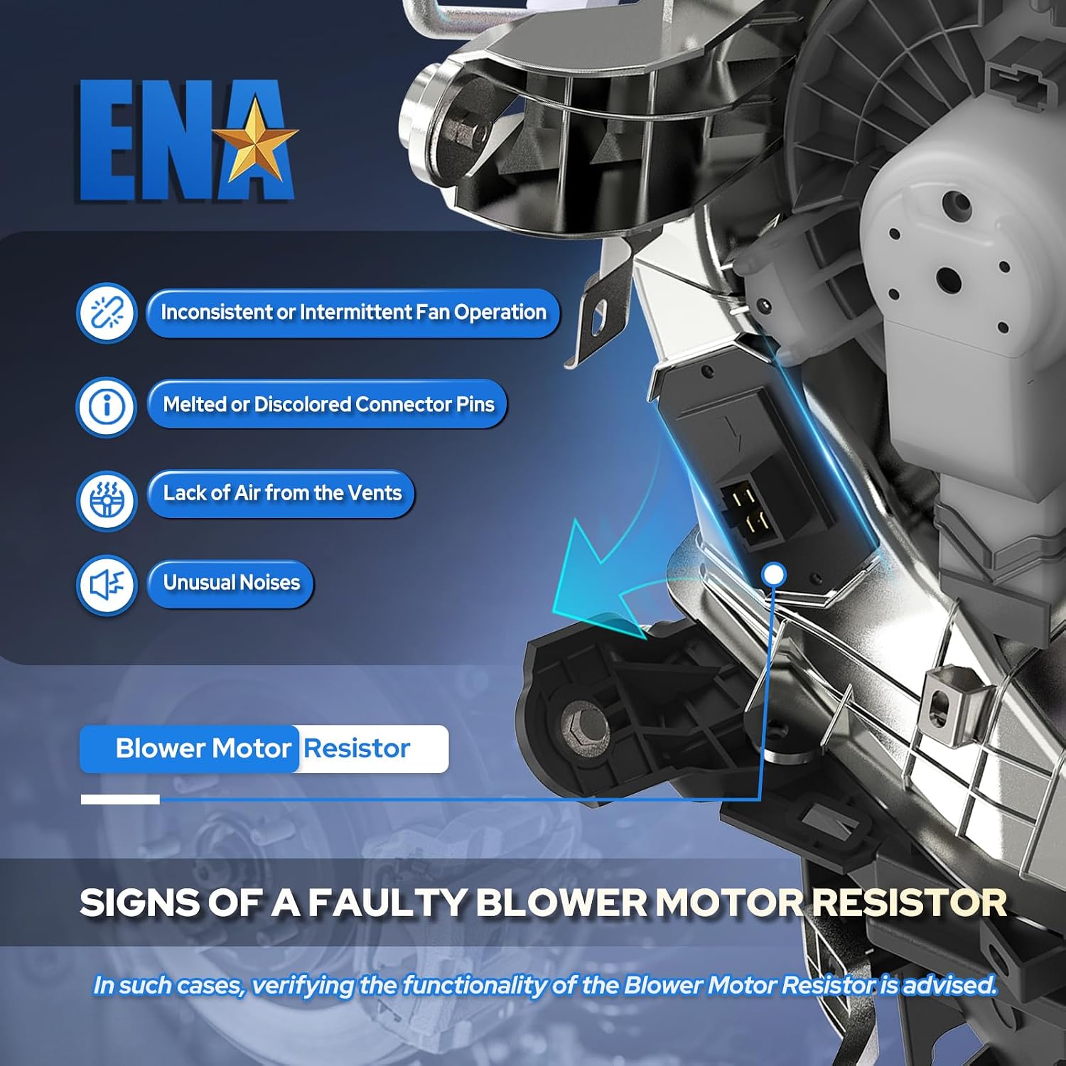 ENA Manual Blower Motor Resistor RU344 Compatible with Chevy Chevrolet GMC Oldsmobile Blazer LLV S10 Jimmy Sonoma Bravada 2.2L 4.3L 4.2L L4 V6 L6 1994-2005 Blower Resistor Replacement for 15094285