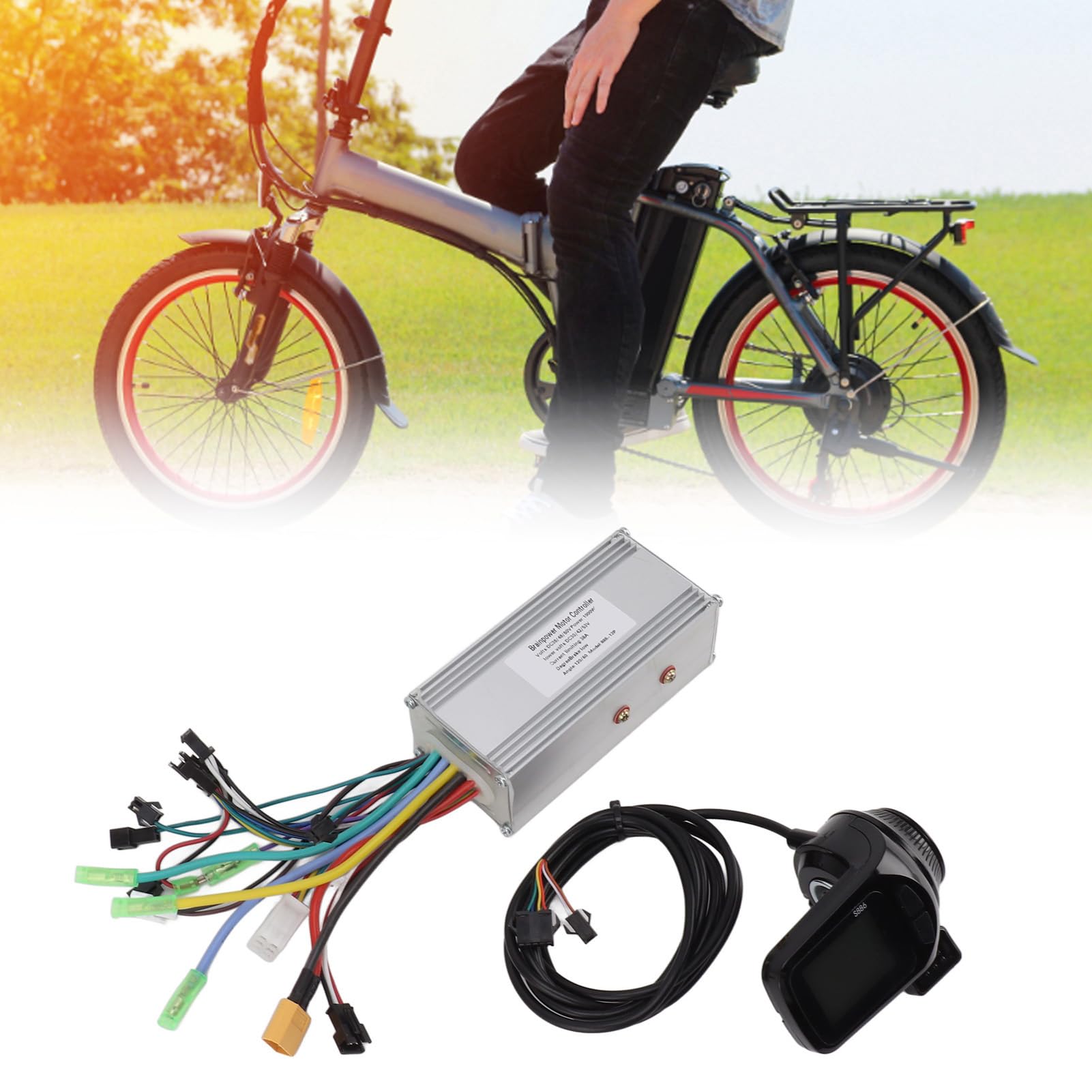 BuyWeek Kit de Controlador de Motor para Bicicleta Eléctrica Controlador de Onda Sinusoidal 36V 48V 60V 1000W 38A con Pantalla LCD S886