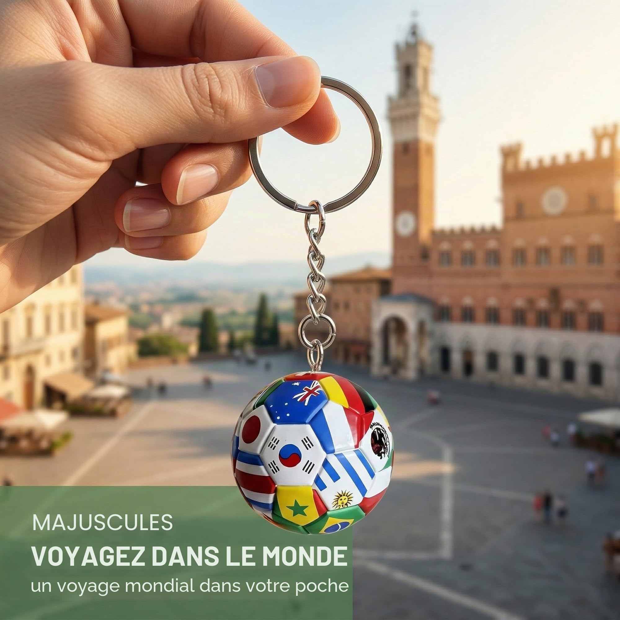 Porte-clés Football 1 Pièce Drapeaux Nations, Souvenir Coupe du Monde 2026 – Accessoire Fan Idéal, Cadeau Homme Femme Enfant