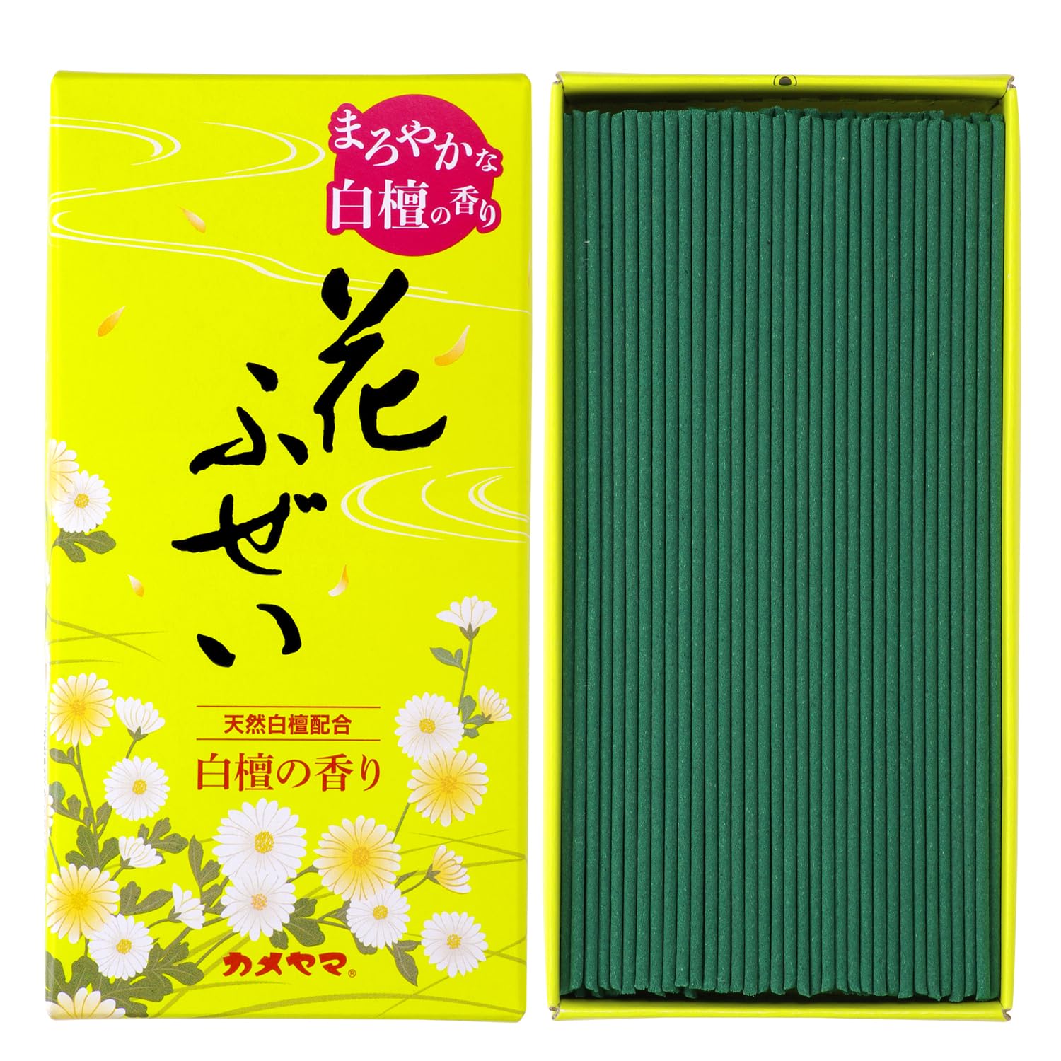 Amazon.co.jp: カメヤマ 花ふぜい 黄 白檀 約100g 約265本 お線香 お香