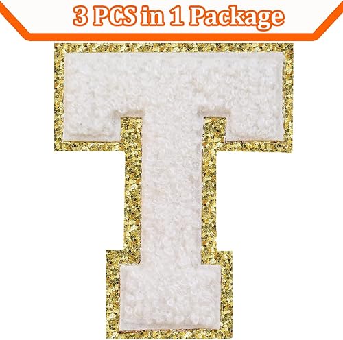 Miniatura 31 de Parches de letras termo-adhesivas de felpilla para chaquetas, parches de letras universitarias con brillantina para planchar en la letra azul A