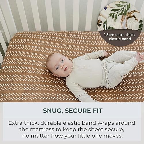 Vista 4 de Pobibaby - Paquete de 2 sábanas ajustables premium para cuna de bebé niño para colchón estándar de cuna - Mezcla de algodón ultrasuave, segura