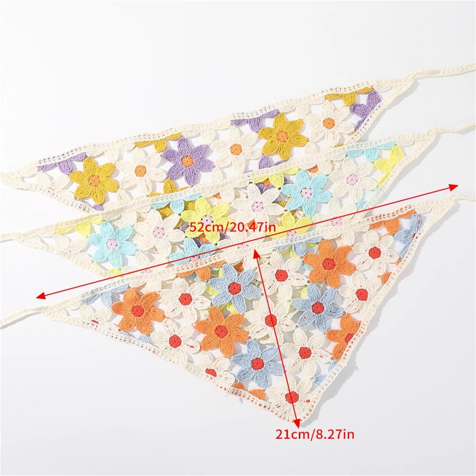 2 Piezas de Diademas de Bufanda Triangular de Punto for Mujer, Bandana con Flores Huecas, Accesorios for el Cabello para Mujer(Yellow 2)