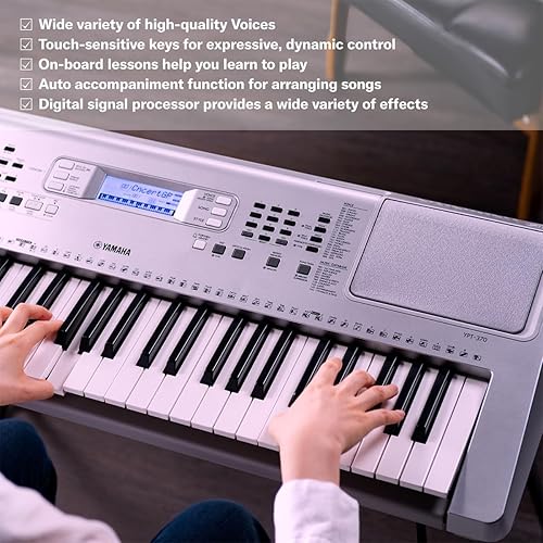 Miniatura 16 de Yamaha Teclado portátil de 61 teclas para principiantes con canciones integradas, modo cuestionario, reposo de música, con adaptador de corriente